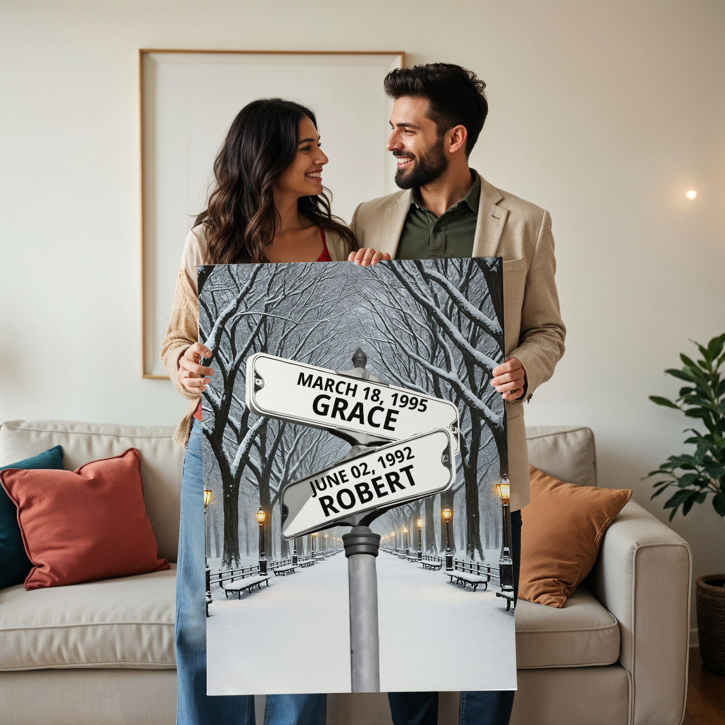Winter Street Sign With Names Personalized Canvas