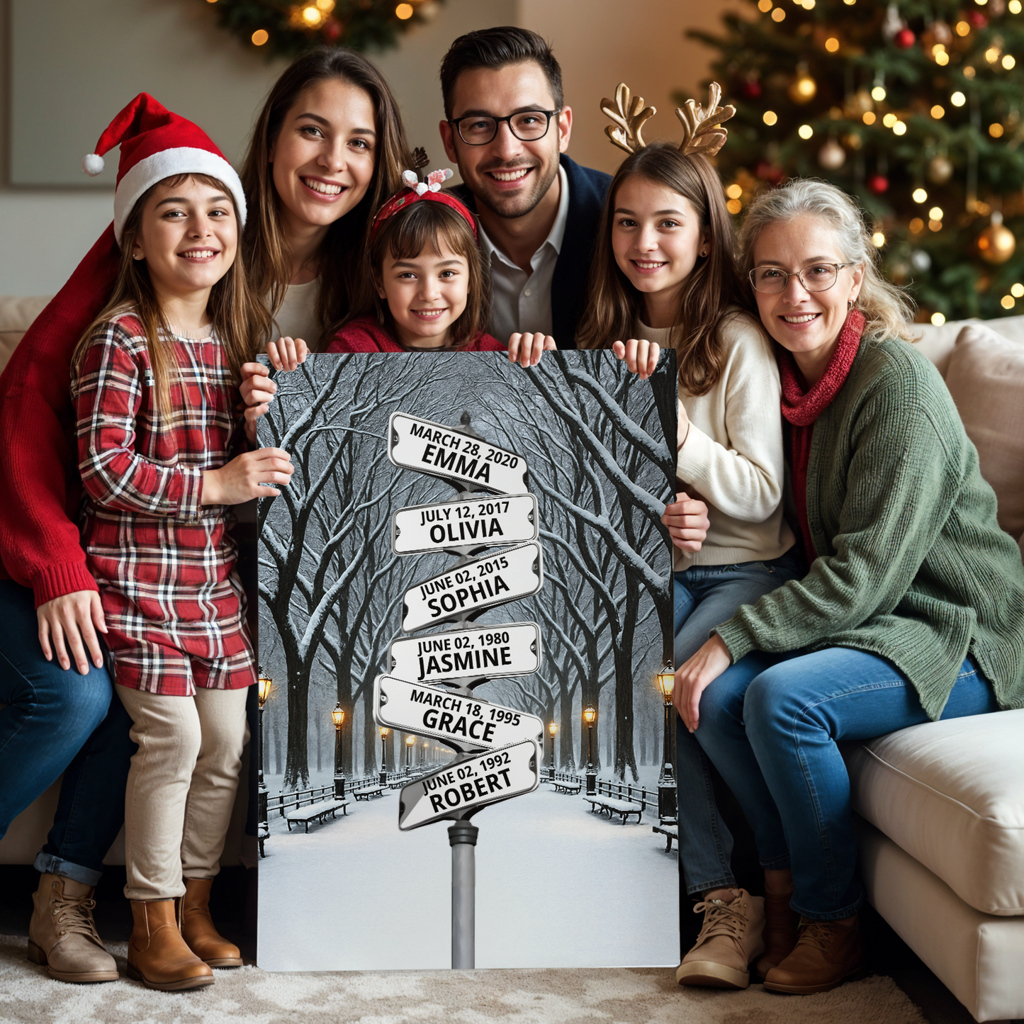 Winter Street Sign With Names Personalized Canvas