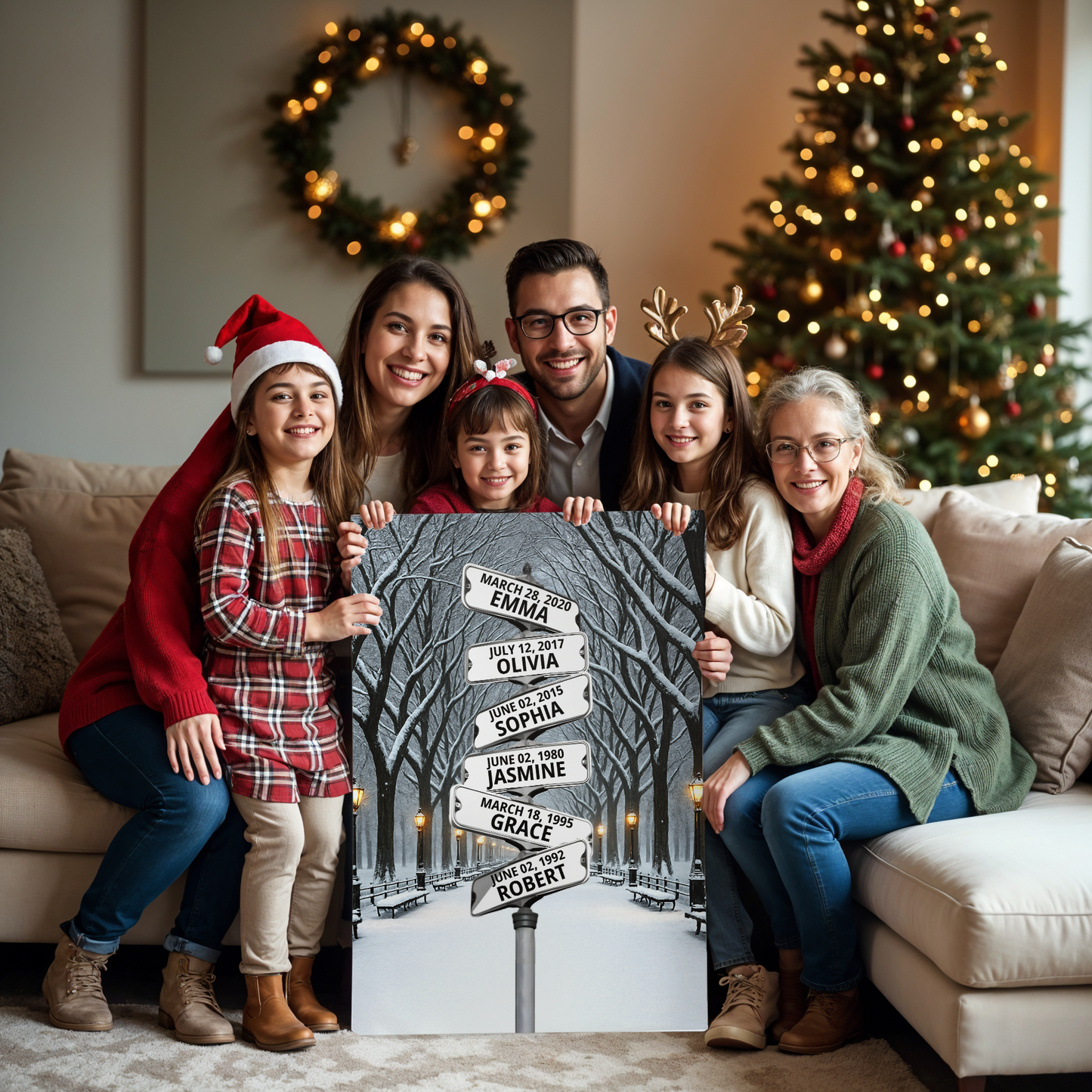 Winter Street Sign With Names Personalized Canvas