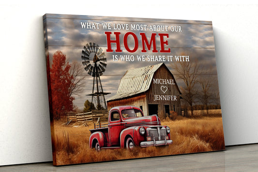 What We Love Most About Our Home - Family Name Sign Canvas