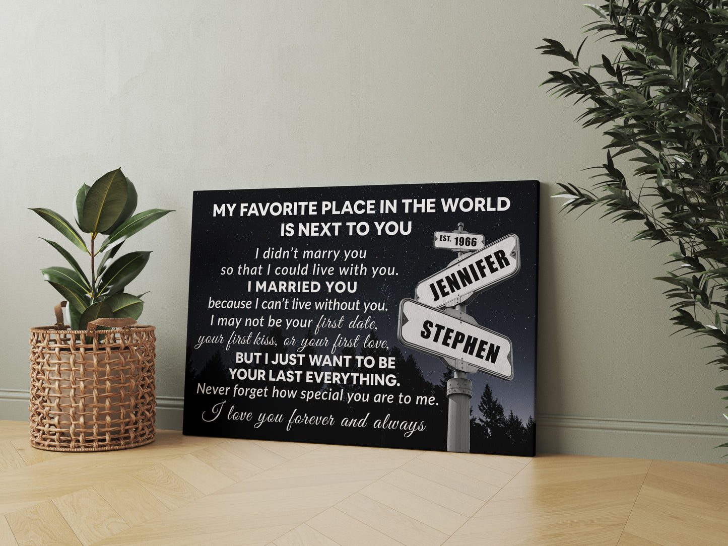 Couple Name Sign Personalize Canvas Print Wall Art