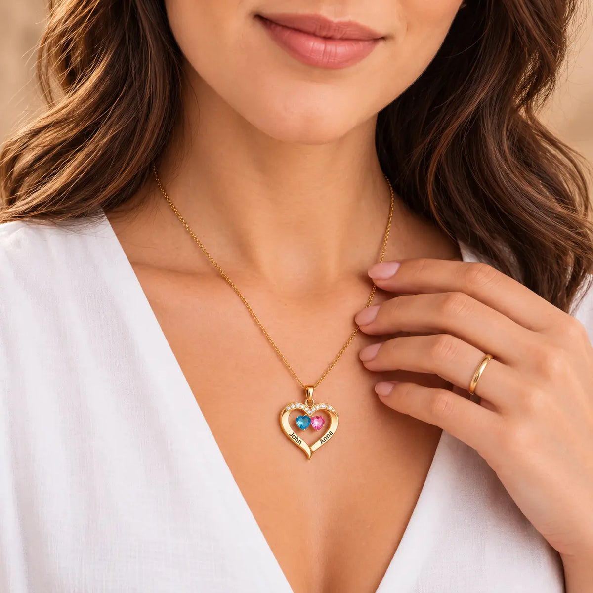To My Wife – Birthstone Heart Necklace