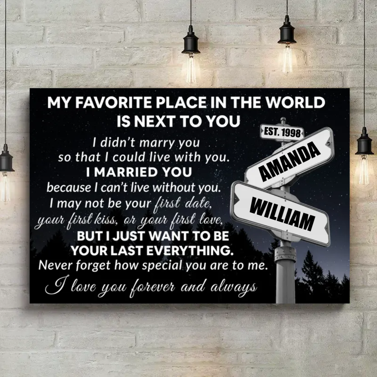 Couple Name Sign Personalize Canvas Print Wall Art