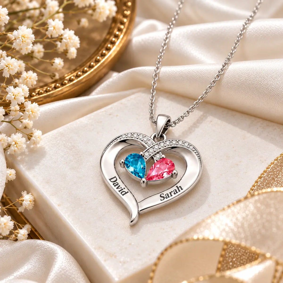 To My Wife – Birthstone Heart Necklace