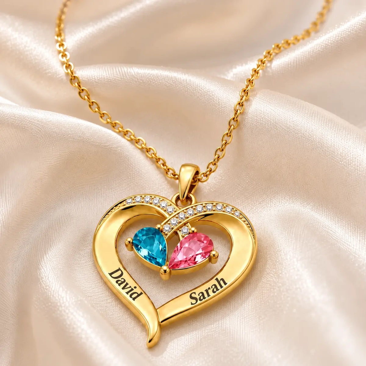To My Wife – Birthstone Heart Necklace