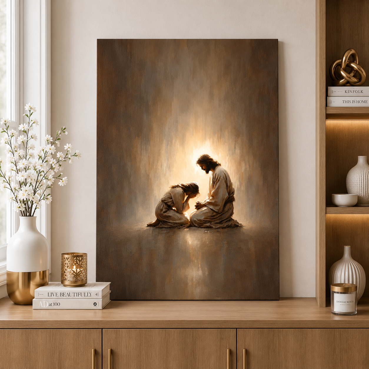 Jesus Comforting a Crying Girl – Canvas Wall Art