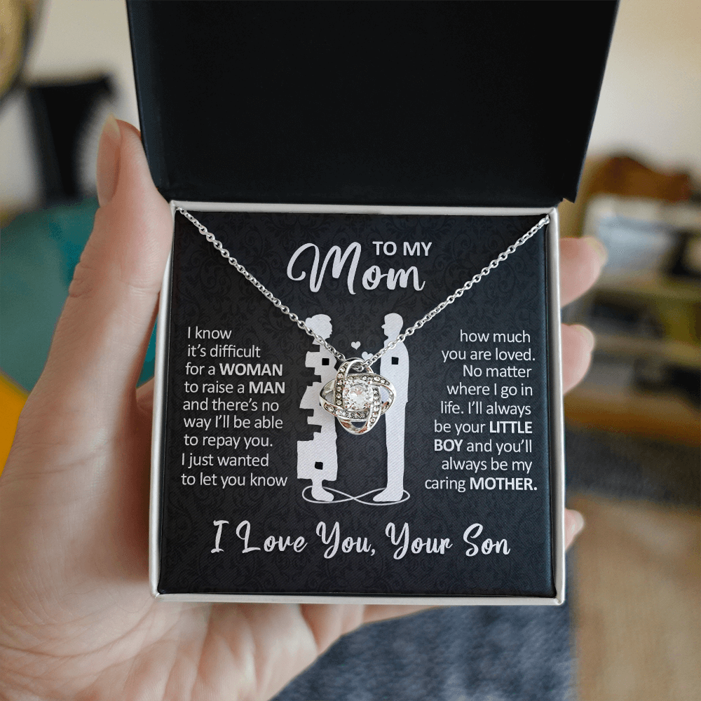 To My Mom - I'll Always Be Your Little Boy - Love Knot Necklace