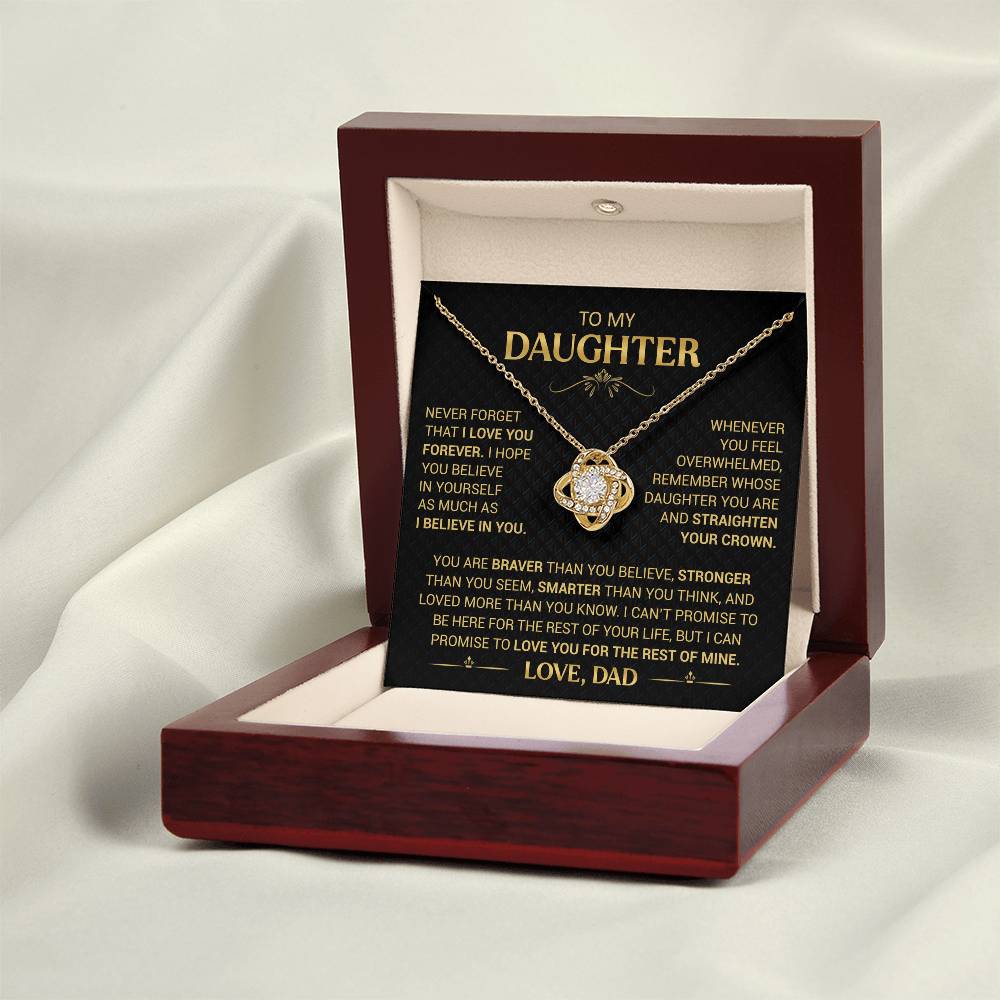 To My Daughter Necklace from Dad - Forever Love Heart Pendant - 14K Gold Finish Birthday Graduation Christmas Gift