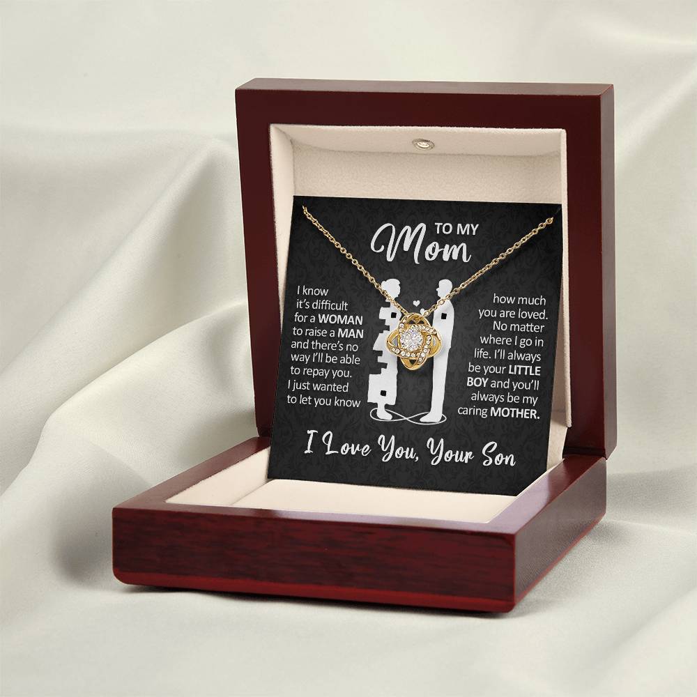 To My Mom - I'll Always Be Your Little Boy - Love Knot Necklace