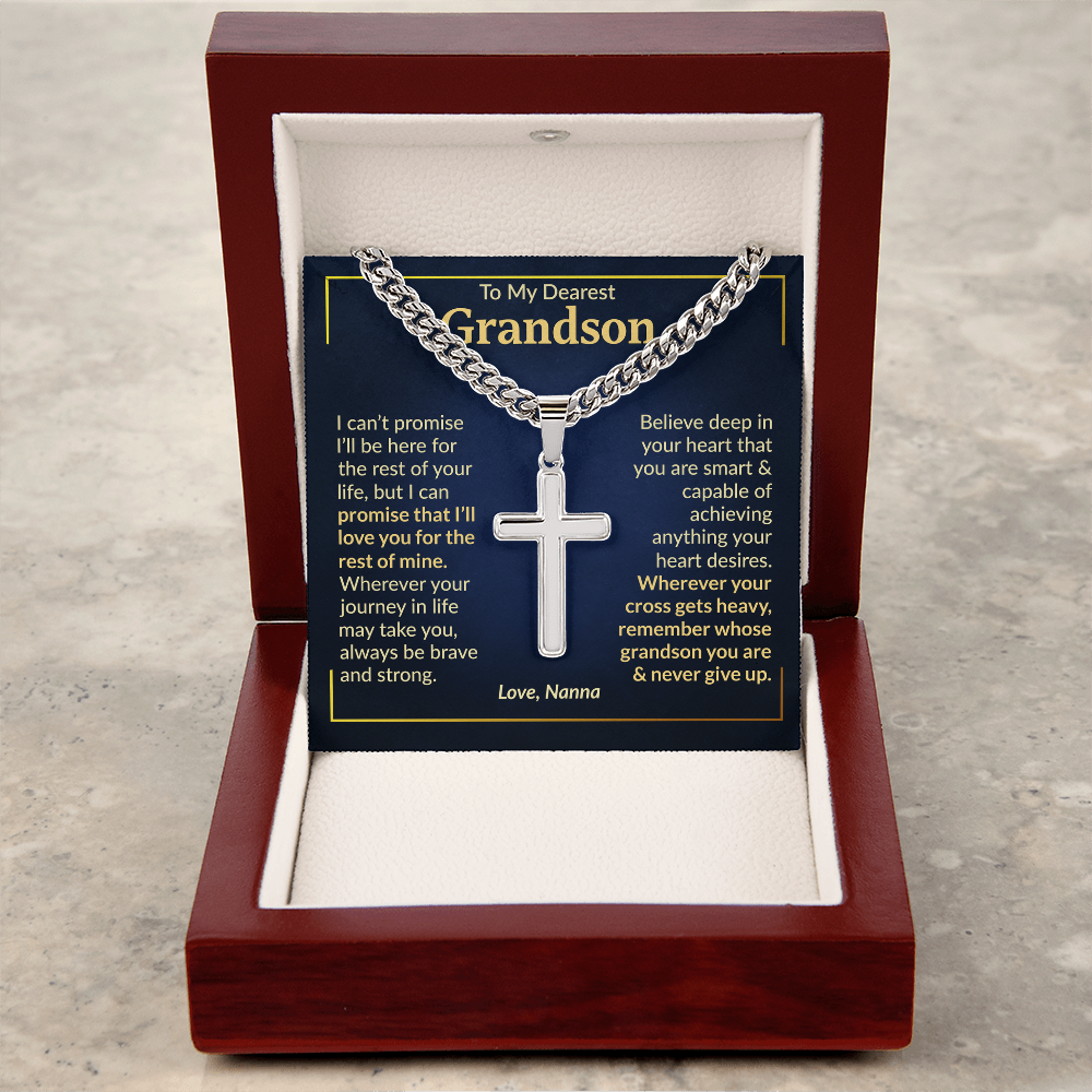 Gift from Grandma To Grandson - Never Give Up - Cross Necklace