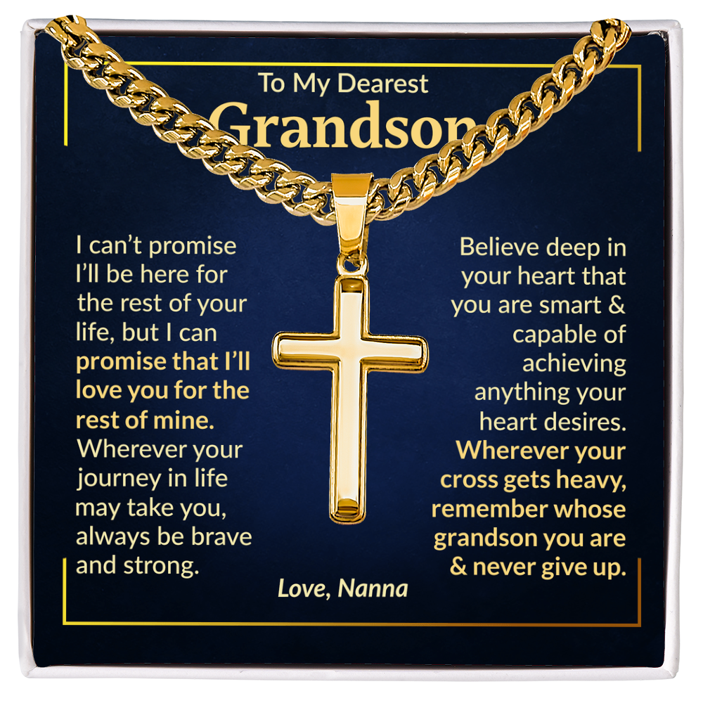 Gift from Grandma To Grandson - Never Give Up - Cross Necklace