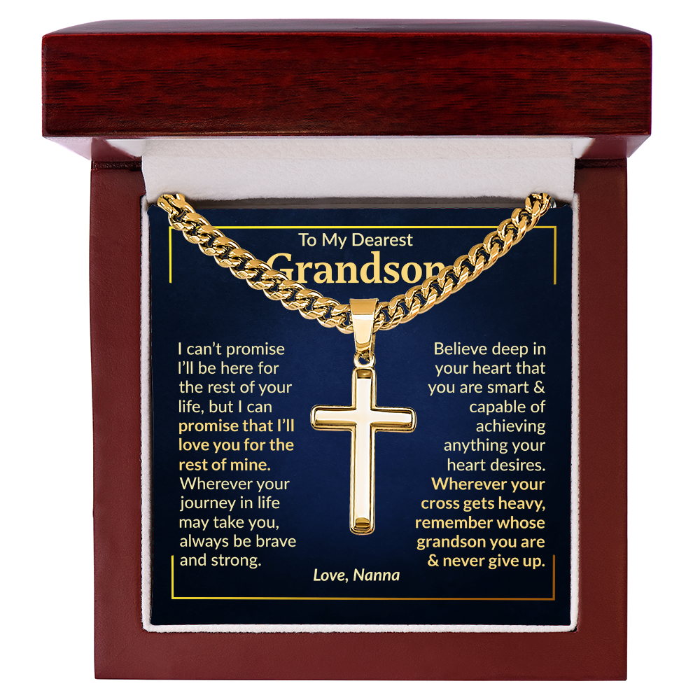 Gift from Grandma To Grandson - Never Give Up - Cross Necklace