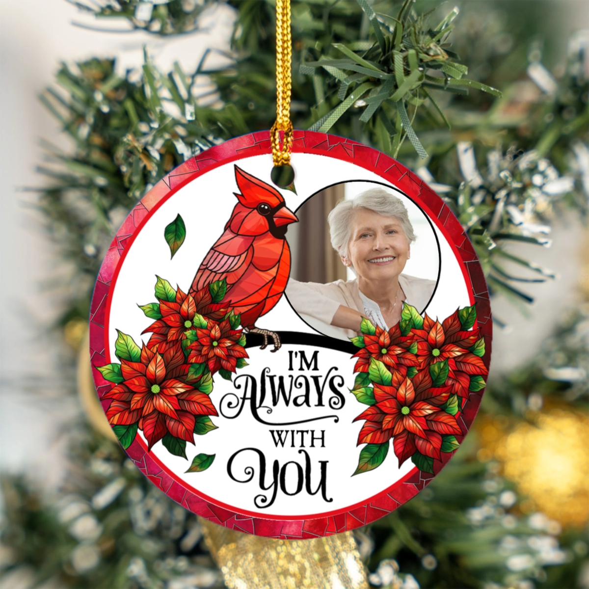 Custom Photo Memorial I'm Always With You - Personalized Circle Ornament