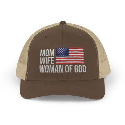 Mom, Wife, Woman of God Snapback Patriotic Hats