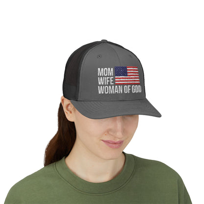 Mom, Wife, Woman of God Snapback Patriotic Hats