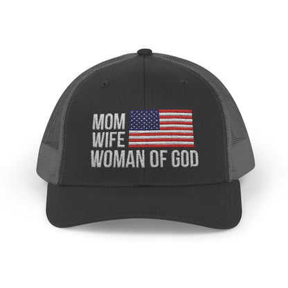 Mom, Wife, Woman of God Snapback Patriotic Hats