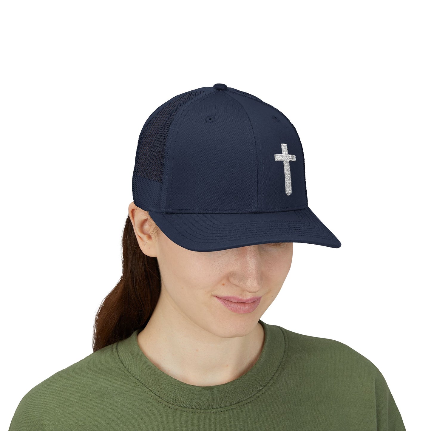 Rhinestone Cross Trucker Cap