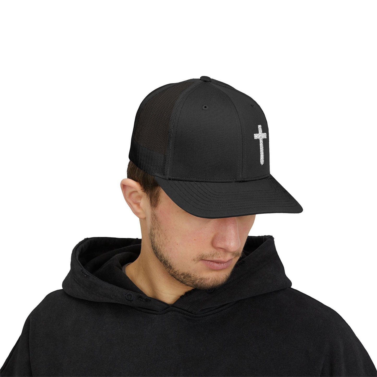 Rhinestone Cross Trucker Cap