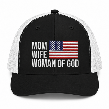 Mom, Wife, Woman of God Snapback Patriotic Hats