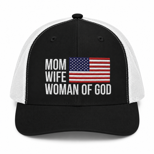 Mom, Wife, Woman of God Snapback Patriotic Hats