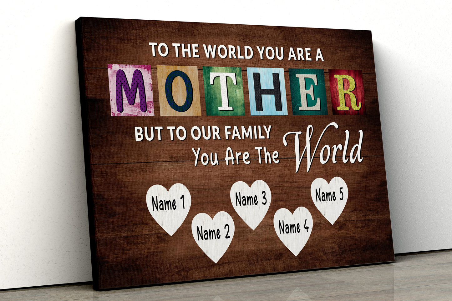 You Are The World Custom Names Canvas For Mom