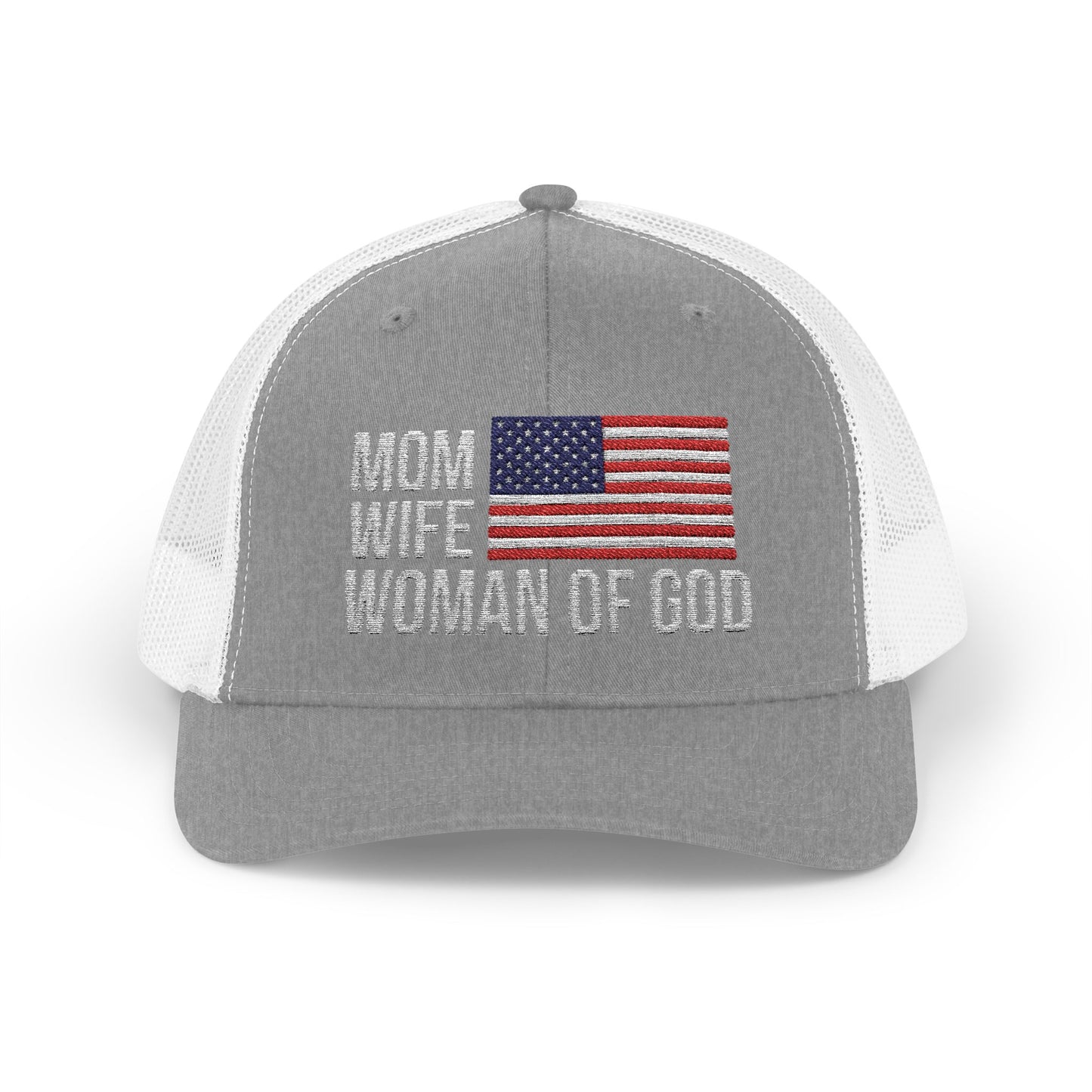 Mom, Wife, Woman of God Snapback Patriotic Hats