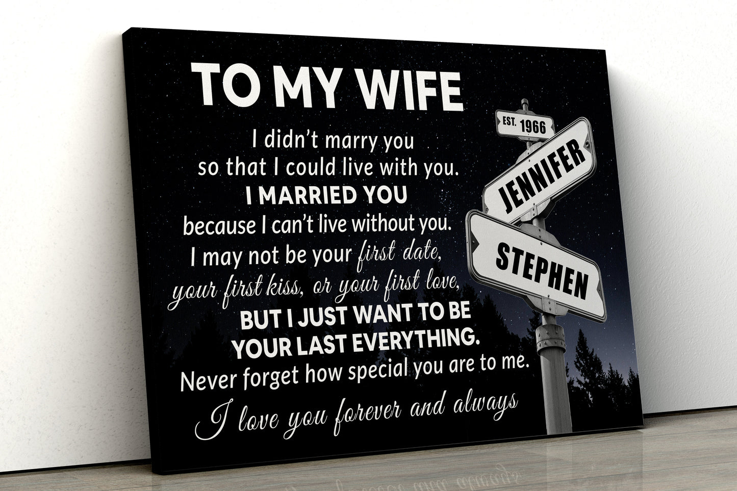 Gift for Wife - I Can't Live Without You - Personalized Canvas Print Wall Art