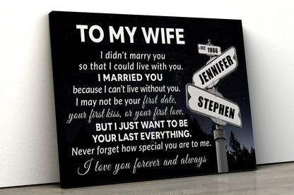 Gift for Wife - I Can't Live Without You - Personalized Canvas Print Wall Art VIP