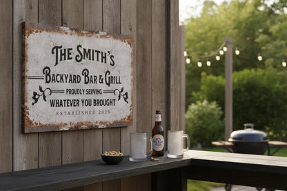 Backyard Bar And Grill Personalized Canvas Print
