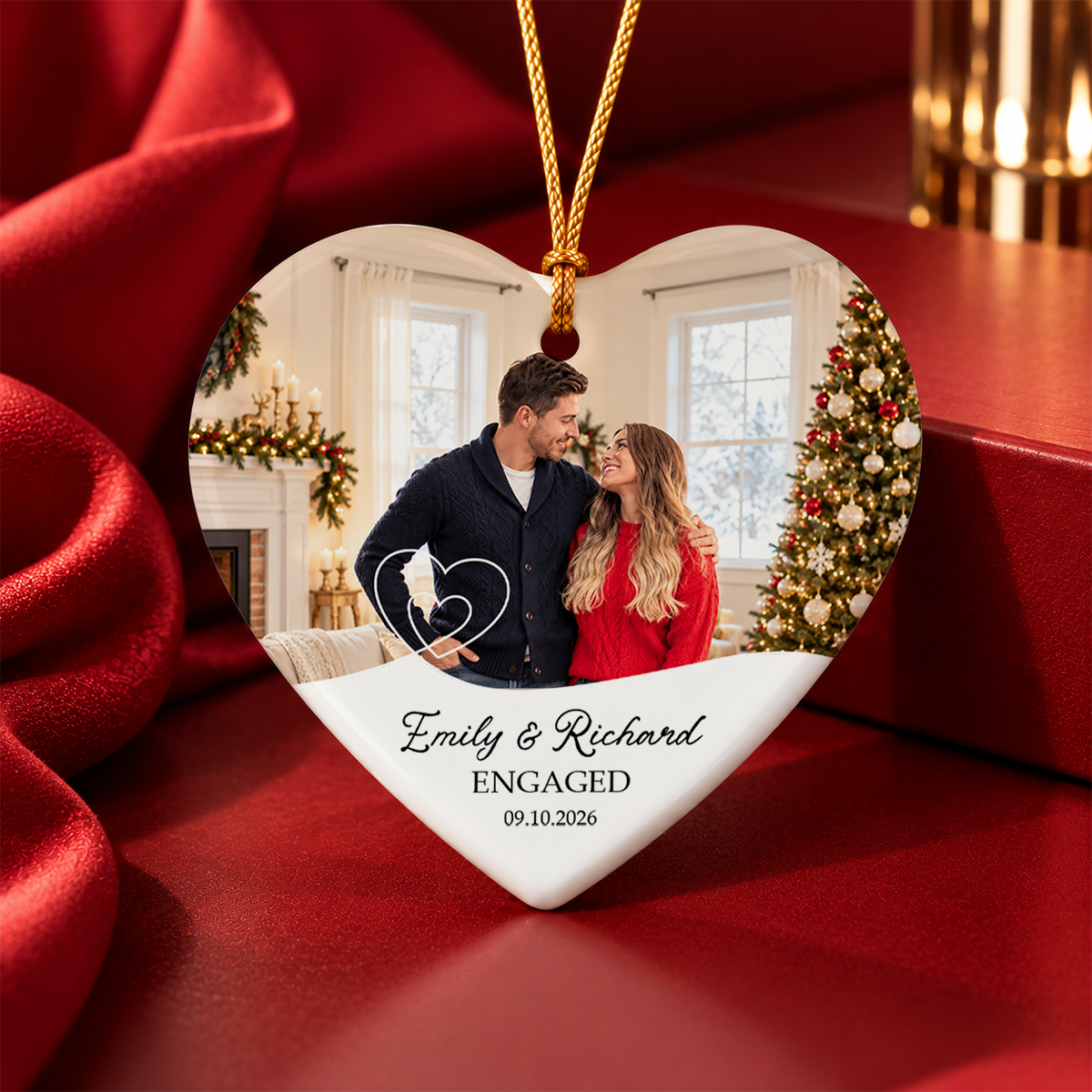 Personalized Couple Ornament Upload Photo Heart Ornament