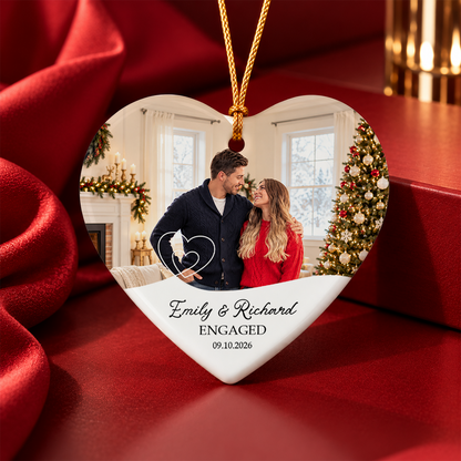 Personalized Couple Ornament Upload Photo Heart Ornament