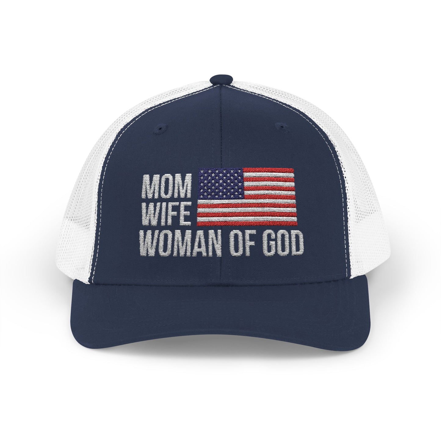 Mom, Wife, Woman of God Snapback Patriotic Hats