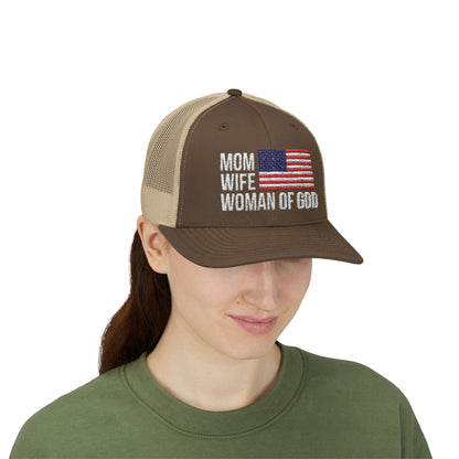 Mom, Wife, Woman of God Snapback Patriotic Hats