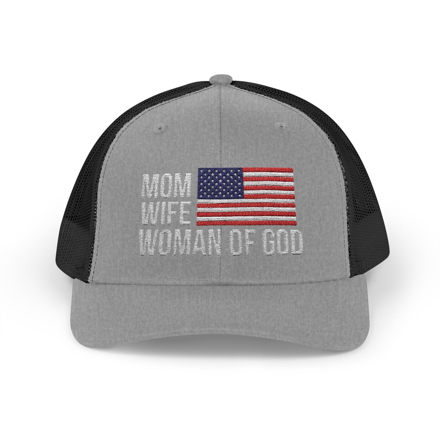 Mom, Wife, Woman of God Snapback Patriotic Hats