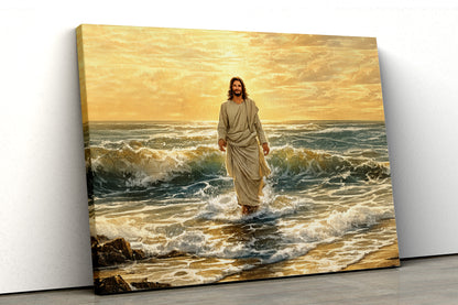 Jesus Walking on Water at Sunset – Canvas Wall Art