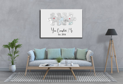 You Complete Me Custom Text and Map Canvas Print