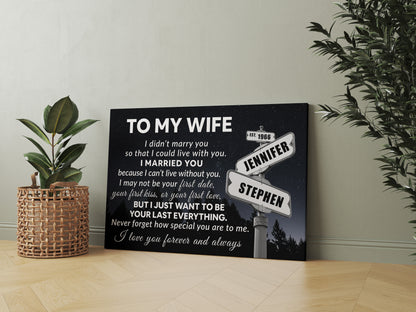 Gift for Wife - I Can't Live Without You - Personalized Canvas Print Wall Art