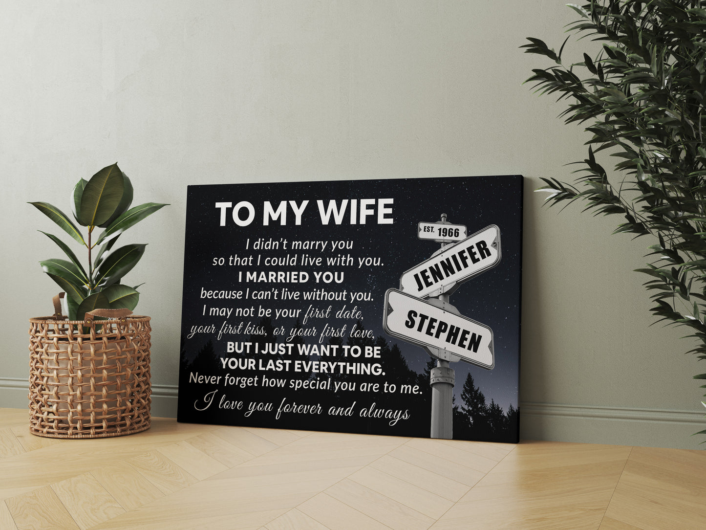 Gift for Wife - I Can't Live Without You - Personalized Canvas Print Wall Art VIP