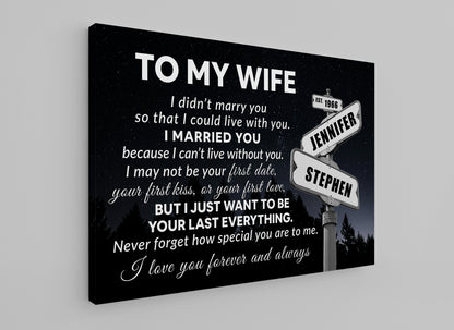 Gift for Wife - I Can't Live Without You - Personalized Canvas Print Wall Art