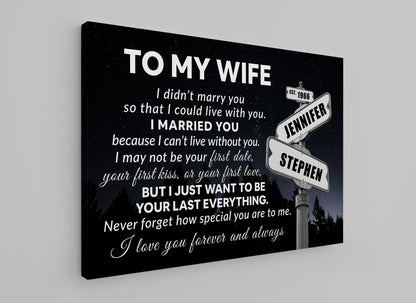 Gift for Wife - I Can't Live Without You - Personalized Canvas Print Wall Art VIP