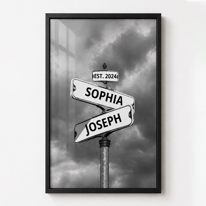 Personalized Poster Vintage Street Sign For Couples
