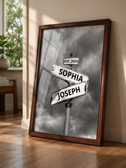 Personalized Poster Vintage Street Sign For Couples