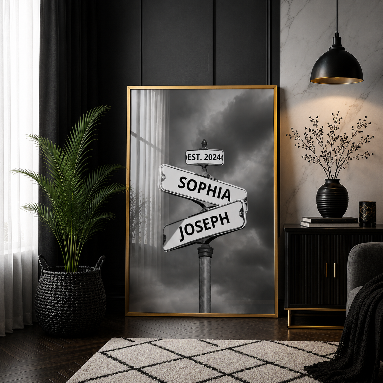 Personalized Poster Vintage Street Sign For Couples