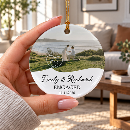 Personalized Couple Ornament, Upload Photo Circle Ornament