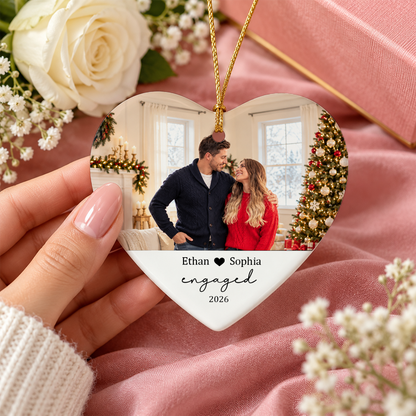 Couple Upload Photo Personalized Heart Ornament