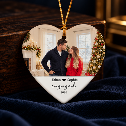 Couple Upload Photo Personalized Heart Ornament