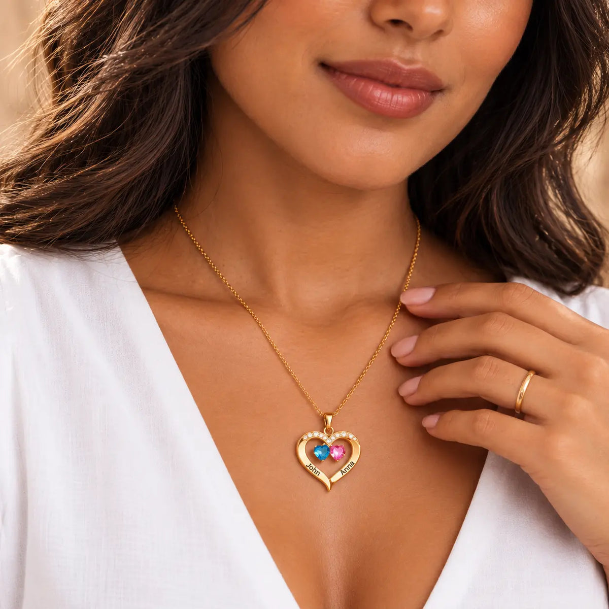 To My Wife – Birthstone Heart Necklace