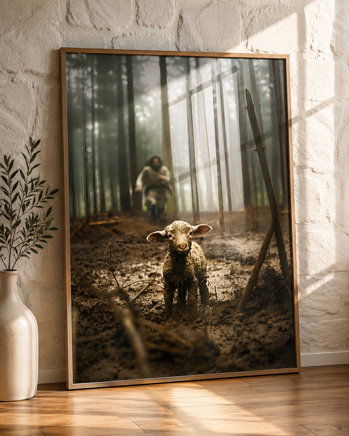 Jesus Running After the Lost Lamb – Poster Wall Art