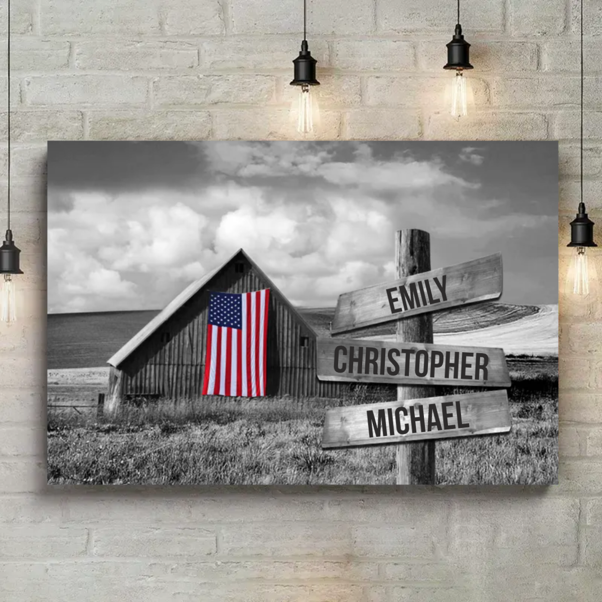 Family USA Flag Custom Multi Names Personalized Canvas VIP