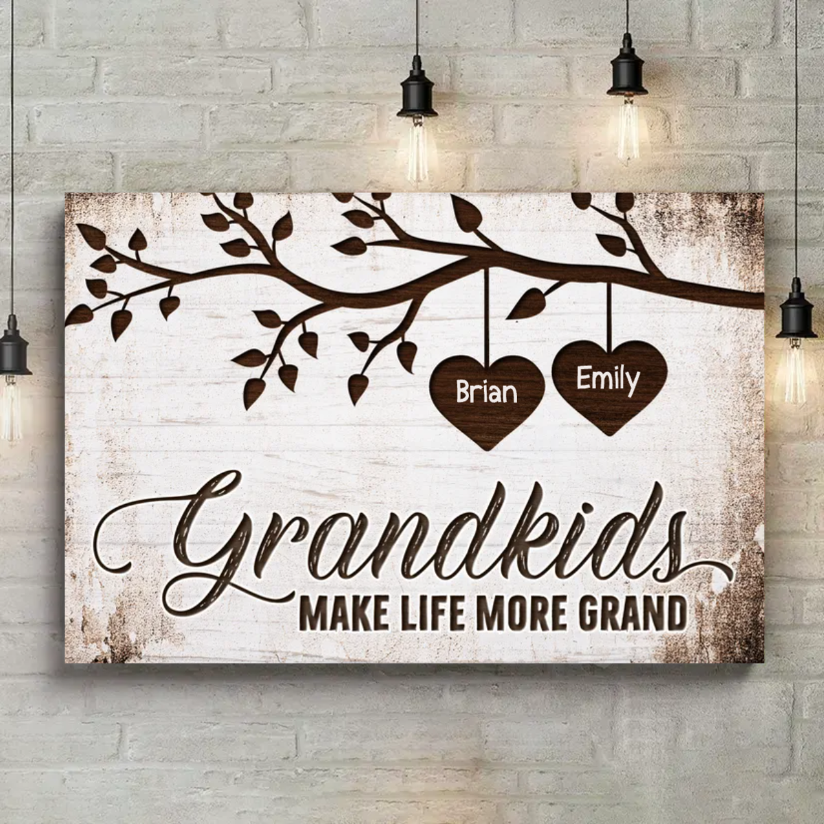 Grandkids Make Life More Grand Personalized Canvas Print